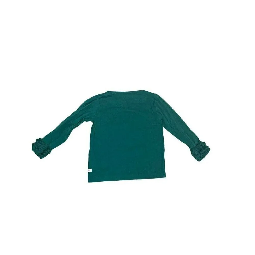 RuffleButts Green Ruffle Long sleeve Shirt